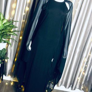 High Split Flare Sleeve Cape Maxi Dress